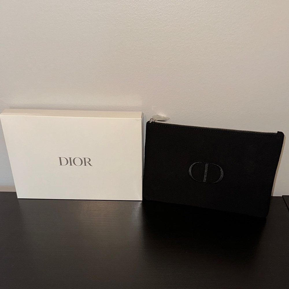 New! Dior Classic Black Makeup Pouch